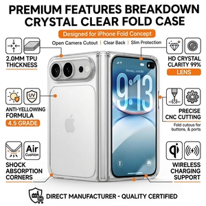 Vente en gros usine – Étui pliable transparent en TPU 2,0 mm de qualité <span class=keywords><strong>4</strong></span>.5, anti-jaunissement, antichoc, avec support, sans motif - Product Image 1