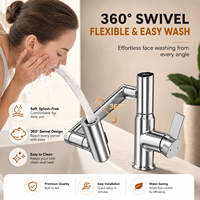 Robinet de cuisine en acier inoxydable 304 avec contrôle thermostatique, douchette extractible, finition brossée, mural, pour hôtels et hôpitaux