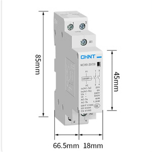 Chint magnético do contator 2polo modular 4p 20A 25amp 40a 63A 24V AC 220v 230V magnético NCH8 - Product Image 4