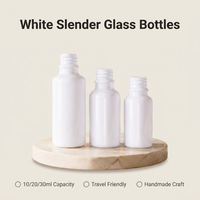 Flacon en verre opale blanc artisanal et élancé de 10 ml, 20 ml, 30 ml, vide, pour cosmétiques, huiles essentielles, sérums, emballage pour soins de la peau