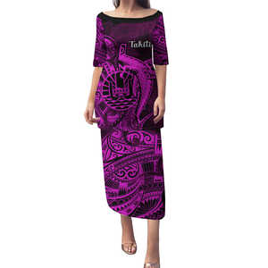 Polinesia Francesa Tahití Puletasi vestido tiburón tatuaje hibisco rosa vestidos Samoa Iglesia ropa personalizada <span class=keywords><strong>Mujer</strong></span> dos piezas Dres - Product Image 3