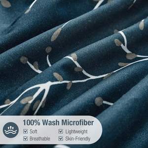 Juego de funda nórdica de microfibra con patrón de ramita con impresión Digital personalizada, ropa de cama de poliéster 100% con 2 pastilleras - Product Image 5
