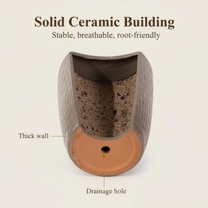 Pots de fleurs en céramique, grands, modernes, classiques, pour l'intérieur/l'extérieur, pour plantes de <span class=keywords><strong>jardin</strong></span>, avec trous de drainage, vente en gros - Product Image 4