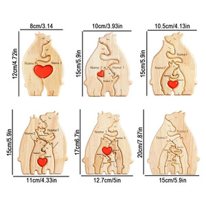 Scritta in legno artigianale Puzzle <span class=keywords><strong>madre</strong></span> e bambino orso decorazione abbraccio famiglia decorazioni Creative ornamenti artigianali - Product Image 6