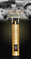 Tondeuse rétro dorée MRY avec lame en acier inoxydable T9, écran LCD, rechargeable par USB, outil de coiffure pour hommes, usage domestique ou en salon