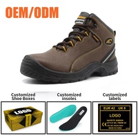 Chaussures de sécurité Tiger Master avec doublure en maille, anti-perforation, embout en acier, en cuir de vachette marron, résistantes à l'huile et antidérapantes pour hommes, construction OEM