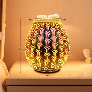 3D Colored Glass Electric Wax Melt Warmer Multi-color LED Changing Light Wax Burner Melter Fragrance Warmer For Home