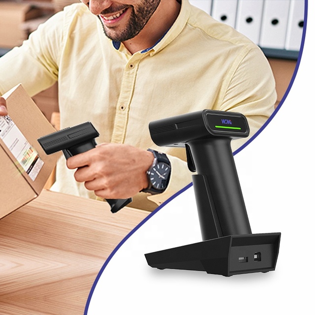 Wireless 2d Barcode Scanner With Stand Automatic Sensing Scanning Qr Bar Code Reader Pdf417 for Mobile Payment