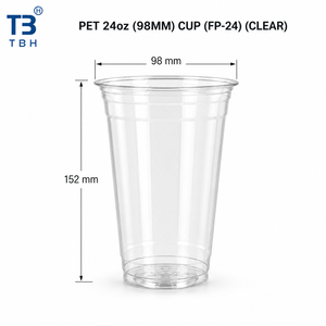 แก้ว PET 24 ออนซ์ 98 มม. รุ่น FP-24 แก้วพลาสติก PET ใส สำหรับเครื่องดื่มเย็น น้ำผลไม้ กาแฟเย็น สมูทตี้ ใช้ในออฟฟิศ บุฟเฟ่ต์  รับผลิตแบบ OEM ODM - Product Image 1