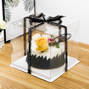 Emballage de boîte à gâteau personnalisée pour anniversaire, boîte à gâteau en plastique à 2 <span class=keywords><strong>couches</strong></span> de 8 pouces, boîte transparente deux en 1 - Product Image 4