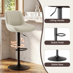 <b>Adjustable</b> Steady Modern Swivel <b>Bar</b> <b>Stools</b> Backs Counter <b>Height</b> Synthetic Leather Outdoor Mall Dining Living Room Use Iron Frame - Product Image 4