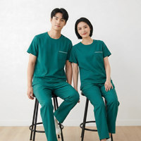 Ensemble de blouses médicales unisexes à col rond et manches courtes en tissu Dobby pour usage dentaire et hospitalier