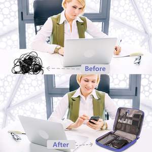 Échantillon gratuit Sac de rangement de voyage pas cher Étui étanche Double couche Organiser les câbles électroniques Chargeur Banque d'alimentation Sac - Product Image 3