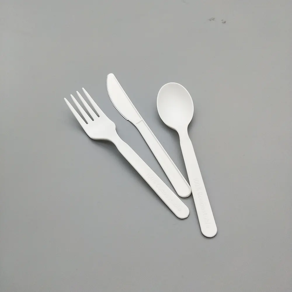 البيئية القابلة للتحلل السكاكين شوكة ملعقة سكين أواني بلاستيكية سماد أدوات المائدة