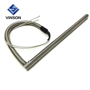 Vinson L shape cartridge heater 110V 220V 400W 500W rod heating element with metal braid lead wire