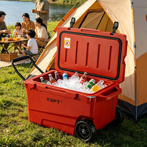 BORIGHT BR-W55 Glacière à roulettes rotomoulée 55QT, glacière à roulettes robuste avec roues robustes pour le camping en plein air, la pêche - Product Image 1