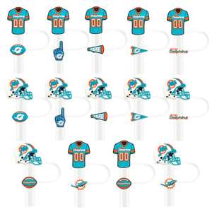 Fundas <span class=keywords><strong>de</strong></span> Silicona Reutilizables <span class=keywords><strong>de</strong></span> 10 mm para Pajitas, con Diseño <span class=keywords><strong>de</strong></span> los <span class=keywords><strong>Miami</strong></span> Dolphins <span class=keywords><strong>de</strong></span> Fútbol Americano, para Vasos, Accesorios para Manualidades - Product Image 2