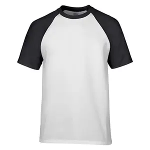 Logo personnalisé hommes femmes jeunes à manches courtes raglan baseball t-shirts polyester coton toucher sublimation blanc manches raglan chemises