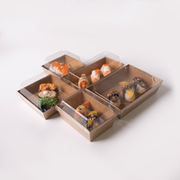 Boîte à sushi jetable en gros, conteneur à emporter en papier kraft, plateau à sushi empilable, boîte à sushi à emporter pour chaîne de restaurants
