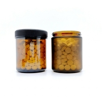 Bocaux en verre ambré de 250 ml avec bouchon sécurité enfant, 7 grammes, pour fleurs, suppléments, capsules et pilules