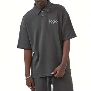 Gran oferta Polo de gamuza para bordar tela hombres Color sólido suelta moda Casual hombres deporte al aire libre transpirable Polo camiseta - Product Image 2