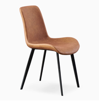 Chaise de salle à manger moderne en cuir et tissu avec structure en fer, vente chaude pour restaurants et hôtels