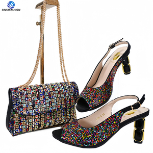 Sinya Rượu Sâm Banh Ý Wedding Party Giày Và Phù Hợp Với Túi Thiết Lập Phụ Nữ Cao Gót Phụ Nữ Châu Phi Giày Và Túi Thiết Lập - Product Image 3