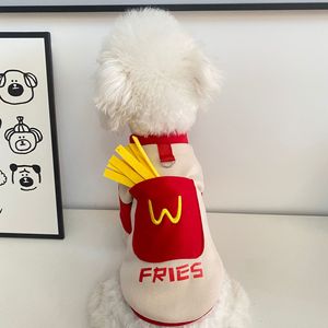 Sweat-shirt pour animaux de compagnie French Fries Hoodie, rouge, rembourré, manteau d'automne/hiver, vêtements amusants pour chiens - Product Image 5
