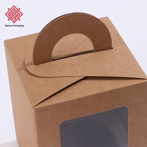 1-Grid <b>Cupcake</b> Muffin Box White Kraft Paper Handled Cake Boxes Transparent Window-Cut Pastry Paper Box Wholesales in Stocks - Product Image 3