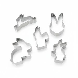 Set di 5 formine per biscotti coniglietti assortiti strumenti per biscotti in plastica personalizzati con Logo in rilievo, comprese forme quadrate a cuore di fiori - Product Image 2