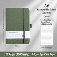A5 Grünes Hardcover-Notizbuch mit Gummiband, Karierte Innenseiten, Anpassbares Tagebuch-Planer für Büro und Schule