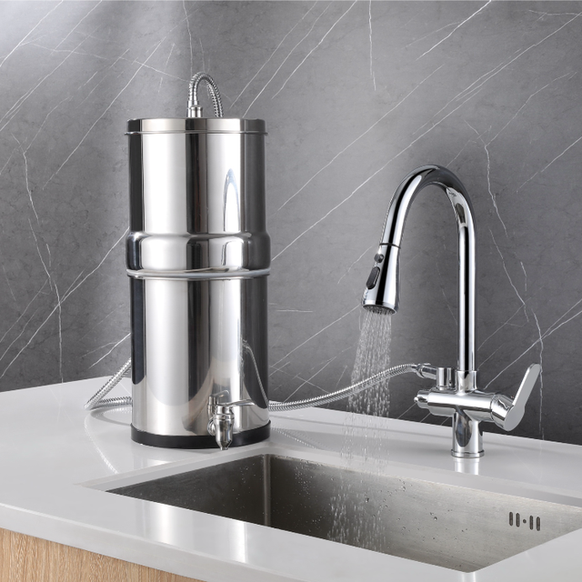 New Design304 Stainless Steel Gravity Fed Water Filter System Countertop Water Filter