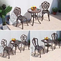 Ensemble de table et de chaises en aluminium moulé blanc pour l'extérieur, petit ensemble de café et de salle à manger, décontracté, en aluminium, imperméable, résistant aux UV, pour la cour, le jardin
