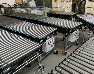 可伸缩滚筒非动力输送机，可调节速度，不锈钢和尼龙带，用于集装箱货物装卸 - Product Image 1