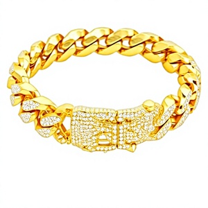 Hip Hop Tiger Head Cuban Chain <b>Bracelet</b> Gold Color Zircon Inlay Tai <b>Silver</b> Link <b>Bangle</b> Unisex Gift Jewelry - Product Image 2
