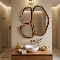 Miroir mural irrégulier en bois massif de style Art déco moderne, nouveau miroir décoratif pour salon, Teruier