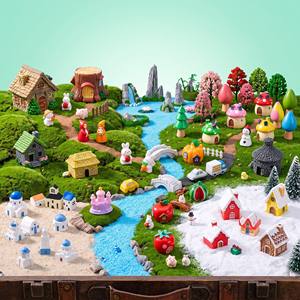 Figuras de Resina de Castillo, Molino de Viento y Faro, Arquitectura de <span class=keywords><strong>Cuento</strong></span> de Hadas, Miniatura de Montaña, Roca, Cascada, Bonsái, Jardín Zen, Paisaje - Product Image 2