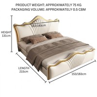 Lit de Luxe Moderne et Confortable en Similicuir, Cadre de Lit avec Rangement en Bois Massif, Tailles King et Queen, Meuble Haut de Gamme
