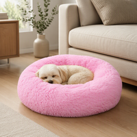 Coussin rond en peluche pour animaux de compagnie, coussin en forme de beignet, nid douillet pour chats et chiens