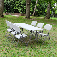 Meistverkaufte 180cm/6 Fuß Moderne HDPE Tragbare Stahl-Picknicktische für Gartenpartys, Hotels, Schlafzimmer, Krankenhäuser, Eingangsbereiche