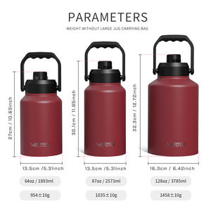 Watersy 64oz bouteille d'eau de grande capacité personnalisée 18/8 gobelets en acier inoxydable thermos zhejang belle tasse livraison directe - Product Image 4
