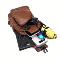 Nueva Bolsa de Pecho para Hombre de Moda Coreana, Bolsa de Hombro Individual de Cuero PU para Exteriores, Maletín de Cuero