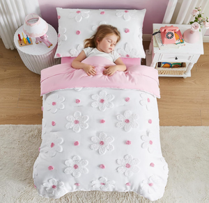 <strong>Toddler</strong> <strong>Bedding</strong> <strong>Set</strong> for <strong>Girls</strong> 4-Piece Pink Boho Tufted Daisy Flowers <strong>Toddler</strong> Comforter <strong>Set</strong> Bed-in-a-Bag <strong>Toddler</strong> Sheets Bedroom - Product Image 3