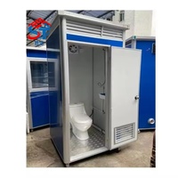 Toilette mobile préfabriquée individuelle avec douche, cabine WC portable en acier pour chantier et camping