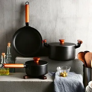 Antico faraone Wok Set famiglia Fine ferro Wok tre pezzi antiaderente pentola generale zuppa padella latte all'ingrosso