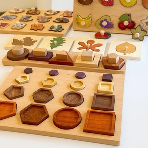 Juego de Bloques de Construcción de Madera Maciza con Temática de Animales y Naturaleza para Educación Temprana Montessori, 40 Piezas, Reconocimiento de Formas, Geometría, Rompecabezas - Product Image 1