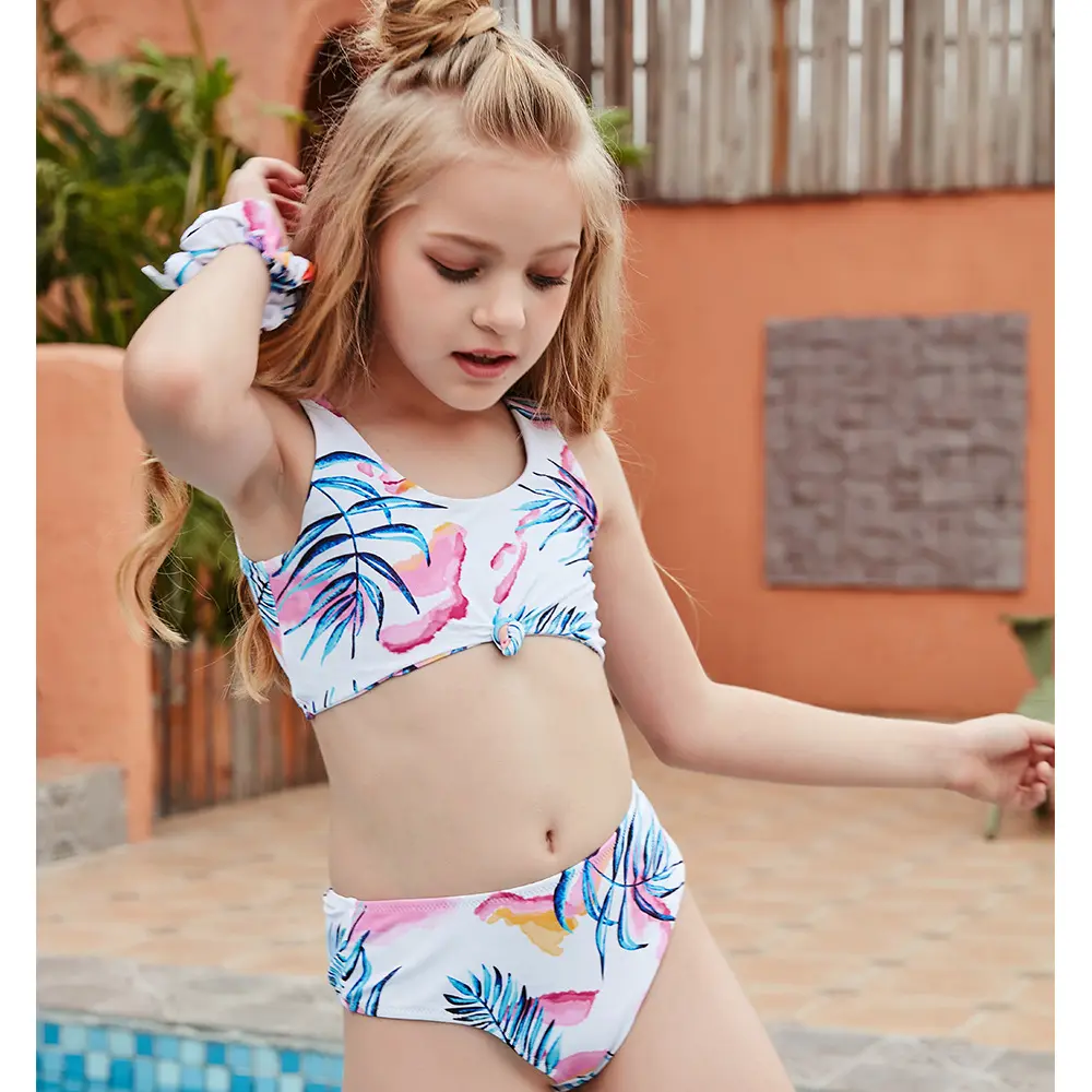 Fabal 2Pcs One Piece Swimsuit Kids Bikini Set Children Swimming Toddler Stripe Clothing Trikini Bathing Suit