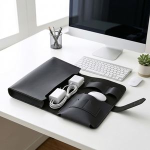 Stocked PU Leather 6 Colors Portable Foldable Cable Storage Bag Promotional Gift Travel Charger Organizer <b>Computer</b> <b>Accessories</b> - Product Image 1