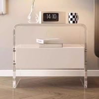 JINS Table de chevet moderne transparente en acrylique facile à assembler pour chambre à coucher balcon salle de bain meubles de maison pour salon