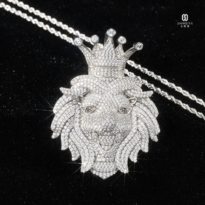 Hip Hop 3D Crown <strong>Lion</strong> Animal <strong>Pendant</strong> Real Gold Plated 925 Sterling Silver Fine Jewelry Moissanite <strong>Pendants</strong> - Product Image 4